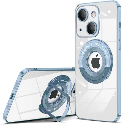 Vista 14 de QLTYPRI Funda magnética transparente para iPhone 15 compatible con MagSafe, soporte de anillo invisible, protección completa para lente de cámara