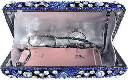 Vista 4 de MOSSMON Bolso de noche de lujo con diamantes de imitación para mujer para fiesta y boda