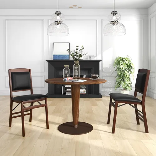 Vista 8 de GIANTEX - Juego de 2 sillas de comedor plegables de madera con asiento acolchado, marco de madera maciza, carga máxima de 400 libras, sin montaje