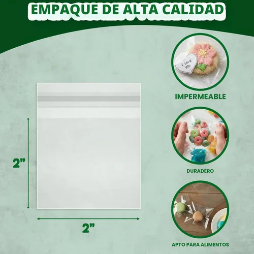 Vista 3 de Seal Fresh Bolsas de celofán autosellantes, 2 x 2 pulgadas (1000 unidades), bolsa de plástico transparente resellable para violonchelo, bolsas