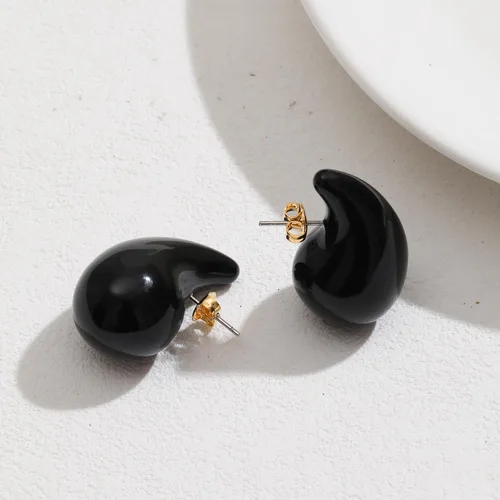 Vista 4 de Chunky Gold Hoop Earrings for Women, Lightweight Waterdrop Hollow Open Hoops Tear Drop Silver Gold Trending Oversized Statement Style Earrings