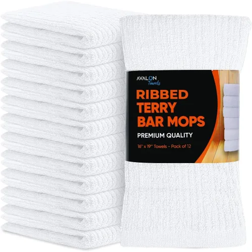 Vista 9 de Avalon Towels Toallas de trapeador de barra acanaladas (paquete de 60) de 16 x 19 pulgadas, absorbentes y duraderas, trapos de limpieza multiusos