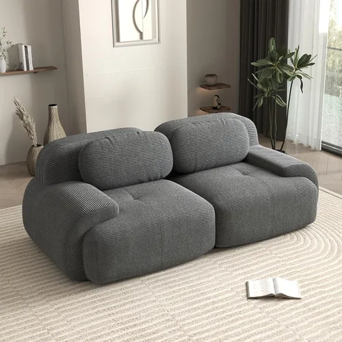 Vista 57 de Sofá biplaza moderno de 80 pulgadas para sala de estar, sofá de pana en forma de nube con asiento profundo, sofá modular negro, sofás de dos plazas