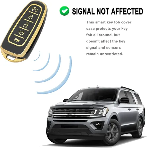 Vista 4 de Funda para llavero Ford C-Max Edge Escape Expedition Explorer Flex Focus Taurus Lincoln MKS MKT MKX Navigator Accesorios (negro)