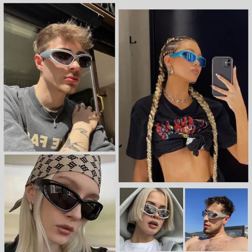 Vista 3 de BAWUYI Gafas de sol envolventes Y2K para hombres y mujeres, accesorios de los años 2000, gafas cibernéticas deportivas para motociclista, protección