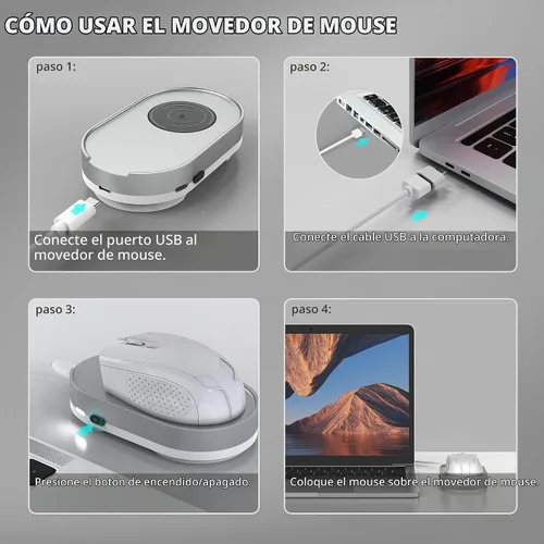 Vista 6 de Mouse Jiggler, dispositivo de movimiento de mouse indetectable con cable USB sin unidad y adaptador USB, movimiento físico automático del mouse