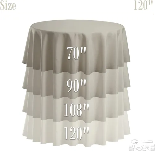 Vista 6 de Mantel redondo marfil Poliéster lavable Resistente a las arrugas 120 pulgadas Mantel de mesa de alta calidad para vacaciones, bodas, fiestas