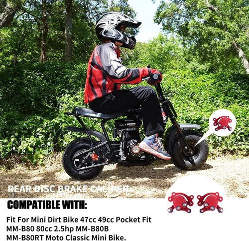 Vista 4 de Pinza de freno de disco trasera delantera con pastillas de freno compatible con Motovox MBX10 MBX11 Mini Dirt Bike MM-B80-BR 80CC 2.5HP Moto Classic