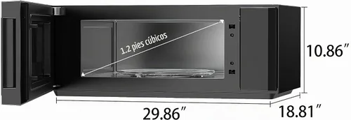 Vista 7 de Galanz GLOMJK12S2SWN10 Campana de Microondas de Bajo Perfil para Colocar sobre la Estufa, Combinación de Vapor y Cocina Sensorial, 11 Niveles