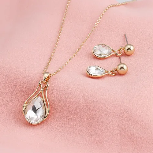 Vista 8 de OTTFF Dainty Bridesmaid Jewelry Set for Women Girls,1-4-6-8 Sets 14k Gold & Rose Gold & Silver Plated Pave Rhinestone With Crystal Necklace Earrings