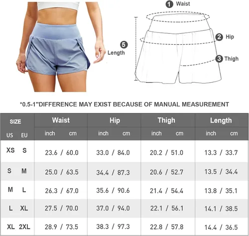 Vista 6 de Acrweg - Pantalones cortos de correr 2 en 1 para mujer, de secado rápido, para entrenamiento, gimnasio, yoga, fitness, con bolsillos, Azul