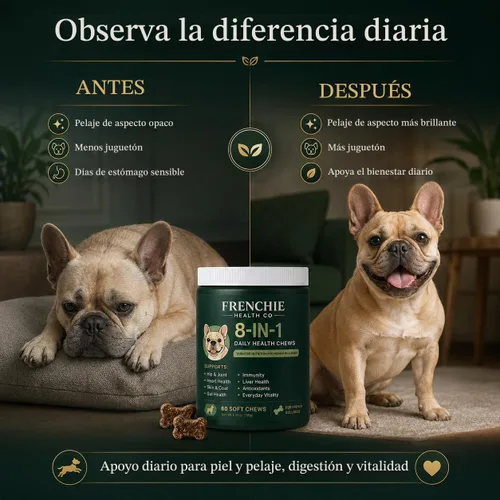 Vista 5 de Masticables diarios 8 en 1, 60 unidades, masticables de bienestar diario para perros, golosinas masticables suaves para perros, fórmula diaria