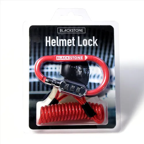 Vista 6 de Blackstone Cerradura de casco con cable de recordatorio, combinación antirrobo ininversal de combinación de seguridad estilo mosquetón para casco