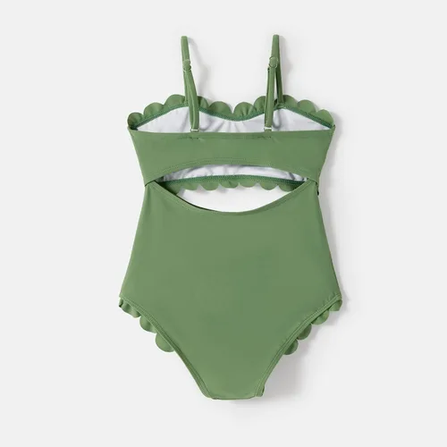 Vista 5 de IFFEI Mommy and Me - Trajes de baño de una pieza para mujer, con corte festoneado, monokini
