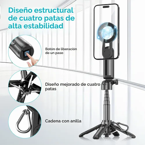 Vista 7 de Trípode portátil MagSafe Selfie Stick y mini trípode para teléfono con control remoto