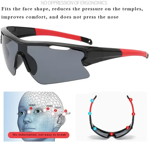 Vista 3 de Gafas de sol deportivas para hombres y mujeres jóvenes béisbol ciclismo correr conducir pesca golf motocicleta gafas para exteriores UV400 Black