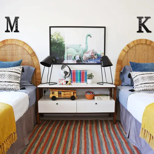 Vista 6 de Letras metálicas para decoración de pared de 12 pulgadas, letras colgantes negras, letras visuales 3D grandes del alfabeto moderno, decoración