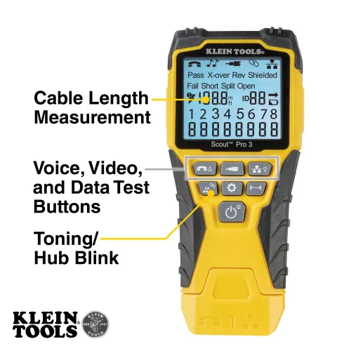 Vista 2 de Klein Tools VDV001819 Juego de herramientas, juego de prueba de instalación de cables con engarzadores, comprobador de cables Scout Pro 3