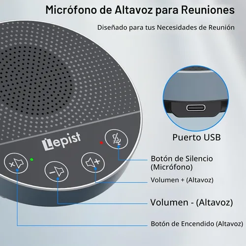 Vista 2 de Altavoz USB Plug & Play, micrófono de conferencia para oficina