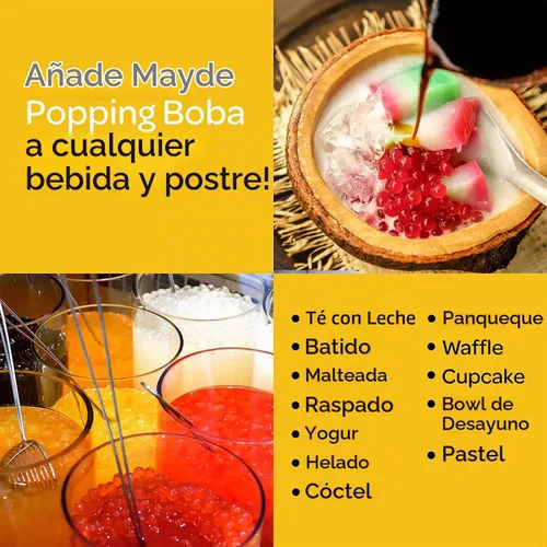 Vista 8 de Mayde Popping Boba Pearls para bebidas y postres, arándano, 7 libras