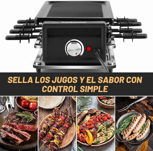 Vista 2 de CUSIMAX Raclette Grill Parrilla coreana de barbacoa, parrilla de mesa portátil con placa antiadherente, control de temperatura ajustable, parrilla