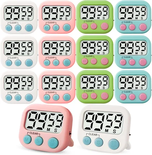 Vista 8 de Temporizador digital de 2 piezas para niños, temporizador de cocina magnético de cuenta regresiva, temporizadores de alarma fuertes mejorados