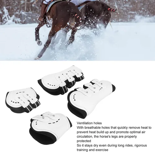 Vista 8 de Zerodis 4 botas de caballo, botas de tendón de caballo con frente abierto, botas ajustables y ligeras para pierna de caballo con correas de hebilla