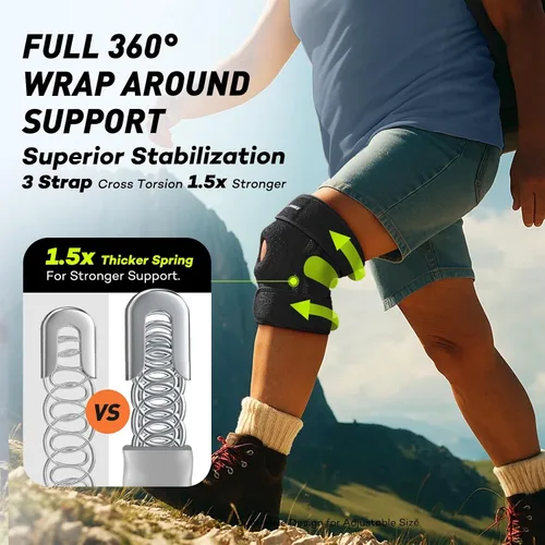 Vista 3 de LETSHAKE Rodillera para mujeres y hombres, alivio del dolor de rodilla con estabilizadores laterales de resortes 1.5X y almohadillas de gel