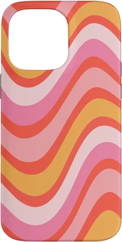 Vista 20 de iPhone 13 Pro Retro Liquid Swirl patrón de líneas onduladas rosa mandarina naranja funda