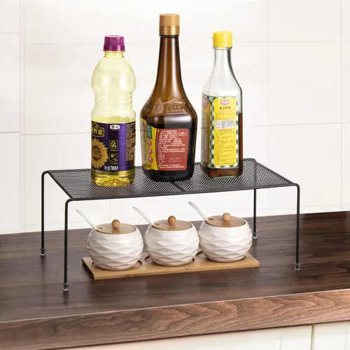 Vista 5 de Lonian Estante organizador de armario de cocina, paquete de 4 estantes de almacenamiento para mostrador de cocina, estante organizador con patas