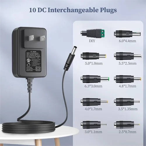 Vista 2 de Adaptador de corriente de 24V 1A Enchufe de pared de conmutación regulado de 24 V 1 A con 10 puntas de CC 24V 1A AC DC Power Adapter 100-240V