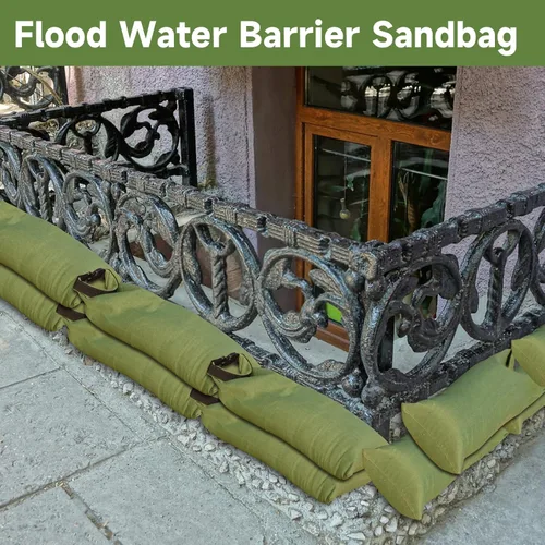 Vista 2 de Bolsas de arena con barrera de agua contra inundaciones, 4 bolsas de arena de lona larga gruesa con hebilla de inserción, barrera de inundación