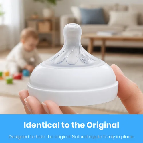 Vista 3 de Anillos de repuesto para pezón compatibles con biberones naturales de Philips Avent, se adapta a 4 onzas, 9 onzas, 11 onzas, plástico y vidrio, sin