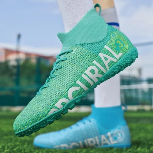 Vista 6 de Liuliuroupp Tacos de fútbol para hombre, zapatos de fútbol profesionales con picos, para interiorexteriorcompeticiónentrenamientoatlético, zapatos