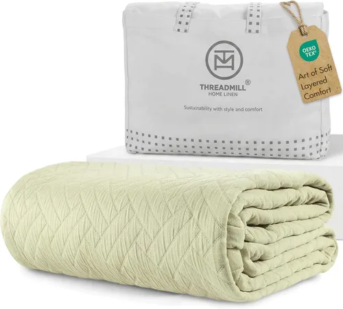 Vista 12 de Threadmill Mantas de Algodón de Lujo para Cama de Tamaño King Manta de Algodón 100% Acogedora para Todas las Estaciones Colcha Jacquard Aster