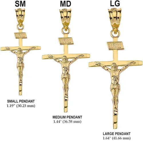 Vista 2 de Claddagh Gold Colgante de cruz de crucifijo católico de Jesucristo en INRI (mediano: 1.44 pulgadas)