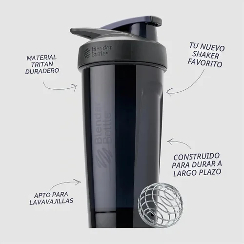 Vista 3 de BlenderBottle Sport Flip Tritan - Botella agitadora de 24 onzas, color negro