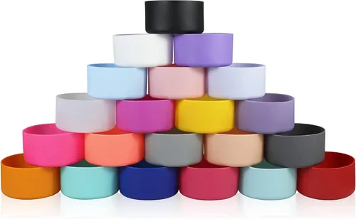Vista 4 de Vmini Funda protectora de silicona, compatible con Hydro Flask y más botellas de agua, funda inferior antideslizante de 12 a 40 onzas
