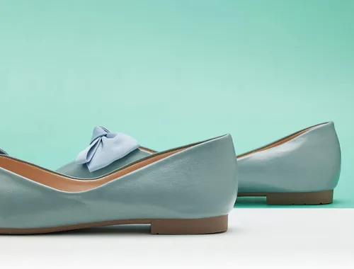Vista 3 de C.Paravano Zapatos planos I con punta cuadrada para mujer I Zapatos planos azules I Zapatos de cuero para mujer I Zapatos planos para mujer