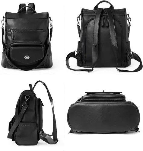 Vista 6 de CLUCI - Mochila de piel convertible para mujer bolsa de libros grande mochila antirrobo