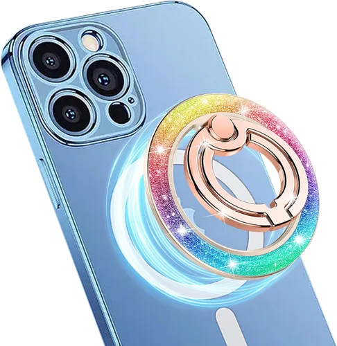 Vista 8 de Mindsky Soporte magnético para anillo de teléfono, soporte magnético de anillo de color a la moda, agarre para iPhone