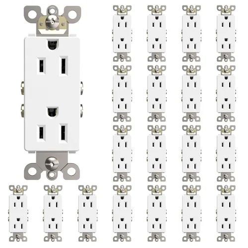 Vista 21 de ThunderWay Toma de corriente decoradora con placa de pared, toma eléctrica no resistente a manipulaciones, 15 amperios/125 V, autoconectada