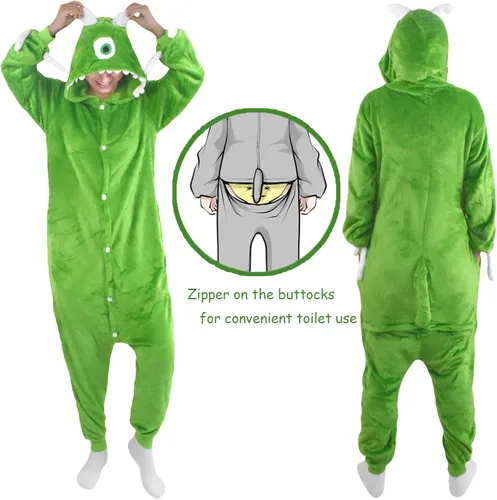 Vista 5 de Pijama unisex para adultos, para Halloween, Navidad, franela, caricaturas, cosplay, pijama