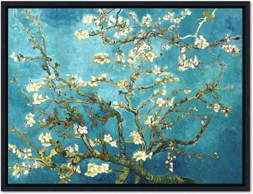 Vista 11 de Pyradecor Modernas pinturas al óleo famosas de flor de almendra, impresiones en lienzo de Van Gogh, cuadros florales sobre lienzo, arte de pared