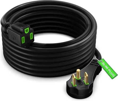 Vista 13 de Maximm Cable de extensión de enchufe plano, 1 pie, negro, perfil bajo 16AWG