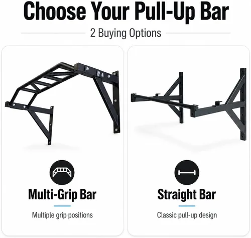 Vista 2 de REP Barra de dominadas montada en la pared para gimnasios en casa o garaje, barra recta o arco de agarre múltiple, ideal para kipping pull-ups
