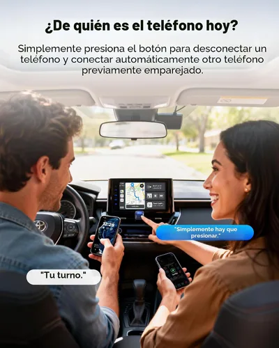 Vista 3 de Ottocast Mini Core, adaptador inalámbrico CarPlay y Android Auto de última generación 2026, WiFi 6 y conexión Bluetooth 5.4 ultra rápida