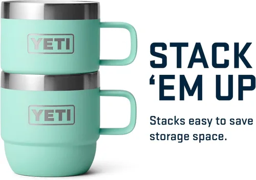 Vista 5 de YETI Rambler - Taza apilable de 6 oz, de acero inoxidable, aislada al vacío para espresso/café, paquete de 2 Verde mar