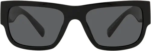 Vista 4 de Versace - Gafas de sol para hombre, marco negro, lentes gris oscuro, 56 mm