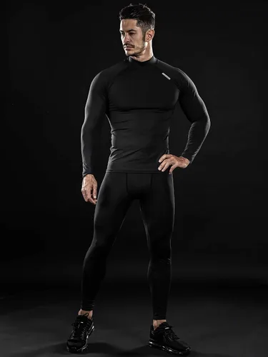 Vista 3 de DRSKIN Men's Compression Shirts Top Long Sleeve Baselayer Sports Running Workout Athletic Gym